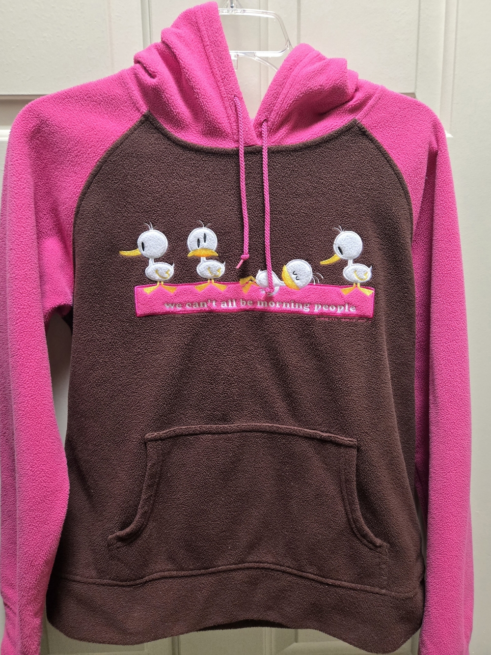 Vintage Y2K Jim Benton Derpy Duck Hooded Fleece Sweatshirt Kids L/ Womens S